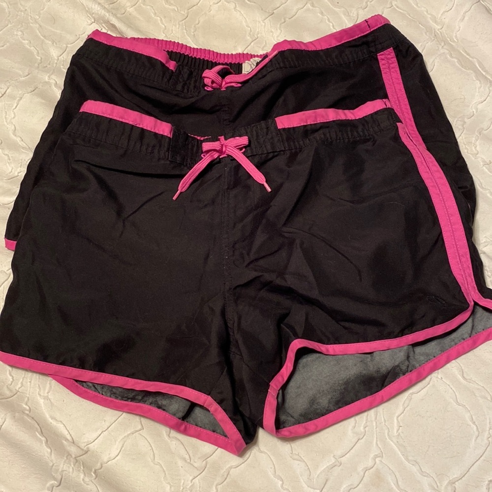 2 pairs of black and pink Polyester shorts